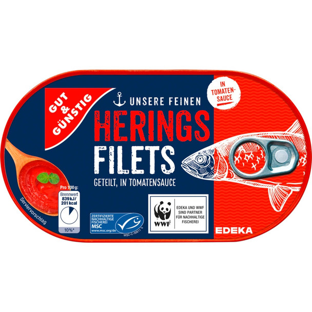 G&G Herrings Filets Geteilt in Tomaten Sauce 200g